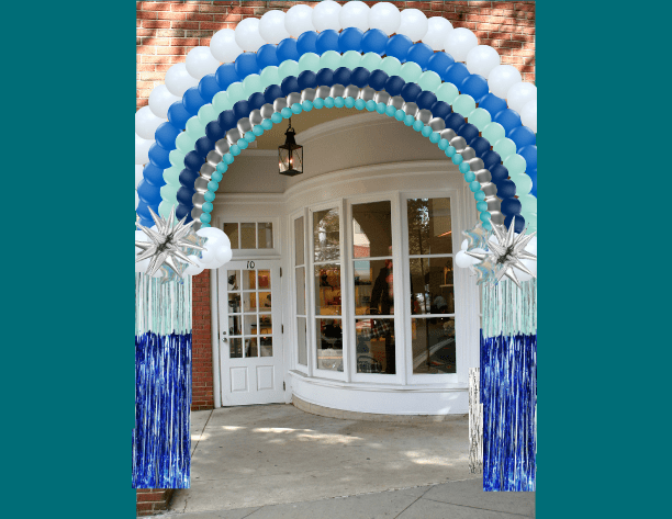 balloon arch at retail store entrance