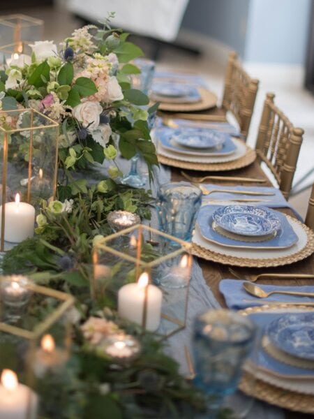 Dusty Blue Table Decor