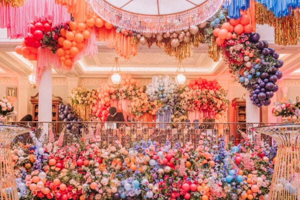 Balloon and floral decor at hotel