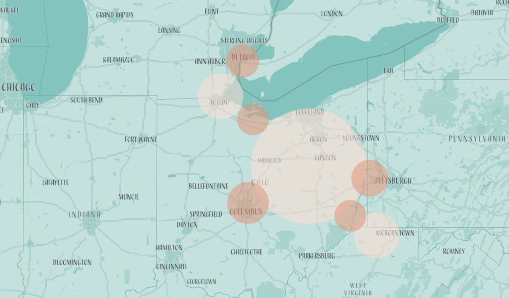 East + Elle Service Area Map