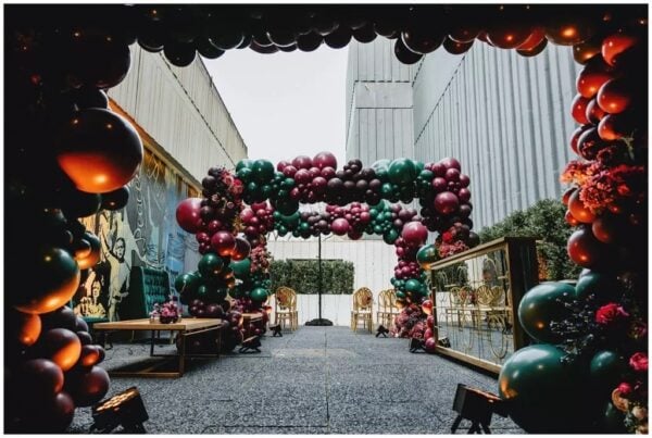 Balloon arches outside at event