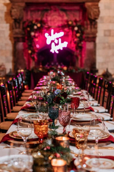 Moody maximalist style wedding receiption